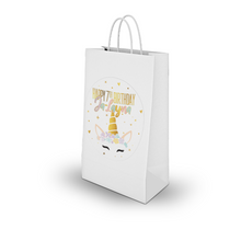 Afbeelding in Gallery-weergave laden, Gepersonaliseerde Golden Unicorn traktatie uitdeel tasjes