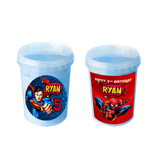 Afbeelding in Gallery-weergave laden, Gepersonaliseerde Spider- en Superman suikerspin emmers