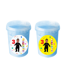 Afbeelding in Gallery-weergave laden, Gepersonaliseerde ABC 123 suikerspin emmers