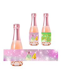 Afbeelding in Gallery-weergave laden, Gepersonaliseerde Prinses Tiana Kinder champagne / Bubbelsap labels