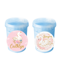 Afbeelding in Gallery-weergave laden, Gepersonaliseerde Zwaan suikerspin emmers