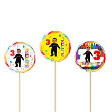 Afbeelding in Gallery-weergave laden, Gepersonaliseerde ABC 123 ronde regenboog lollies