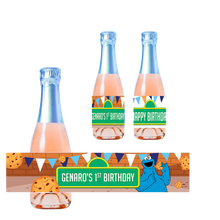 Afbeelding in Gallery-weergave laden, Gepersonaliseerde Koekie Monster Kinder champagne / Bubbelsap labels