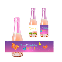 Afbeelding in Gallery-weergave laden, Gepersonaliseerde Vlinders Kinder champagne / Bubbelsap labels