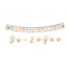 Afbeelding in Gallery-weergave laden, Gepersonaliseerde Golden Unicorn Feest slinger set