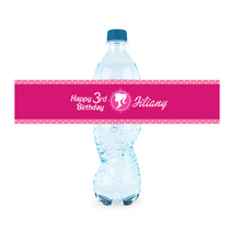 Afbeelding in Gallery-weergave laden, Gepersonaliseerde Barbie waterfles labels en stickers