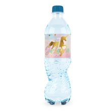 Afbeelding in Gallery-weergave laden, Gepersonaliseerde Golden Unicorn waterfles labels en stickers