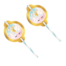 Afbeelding in Gallery-weergave laden, Gepersonaliseerde Golden Unicorn rietjes