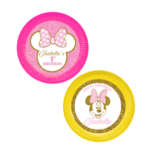 Afbeelding in Gallery-weergave laden, Gepersonaliseerde Minnie Mouse Goud borden