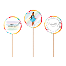 Afbeelding in Gallery-weergave laden, Gepersonaliseerde Pastel Silver ronde regenboog lollies