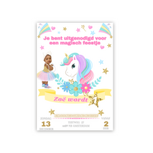 Afbeelding in Gallery-weergave laden, Gepersonaliseerde Unicorn uitnodiging (digitaal)