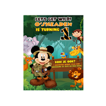 Afbeelding in Gallery-weergave laden, Gepersonaliseerde Mickey Safari uitnodiging (digitaal)