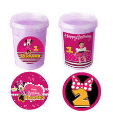 Afbeelding in Gallery-weergave laden, Gepersonaliseerde Minnie Mouse suikerspin emmers