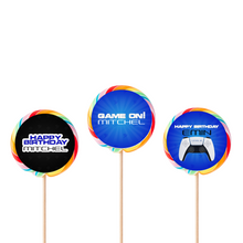 Afbeelding in Gallery-weergave laden, Gepersonaliseerde PlayStation ronde regenboog lollies