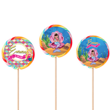 Afbeelding in Gallery-weergave laden, Gepersonaliseerde Zeemeermin Mermaid ronde regenboog lollies