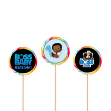 Afbeelding in Gallery-weergave laden, Gepersonaliseerde Boss Baby ronde regenboog lollies