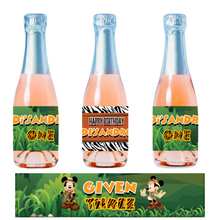 Afbeelding in Gallery-weergave laden, Gepersonaliseerde Mickey Safari Kinder champagne / Bubbelsap labels