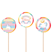 Afbeelding in Gallery-weergave laden, Gepersonaliseerde Unicorn ronde lollies