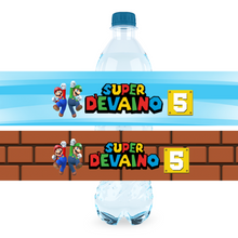 Afbeelding in Gallery-weergave laden, Gepersonaliseerde Super Mario Bros waterfles labels en stickers
