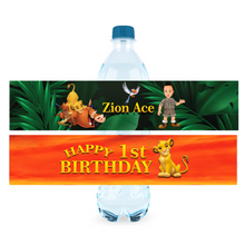 Afbeelding in Gallery-weergave laden, Gepersonaliseerde Lion King waterfles labels en stickers