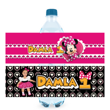 Afbeelding in Gallery-weergave laden, Gepersonaliseerde Minnie Mouse waterfles labels en stickers