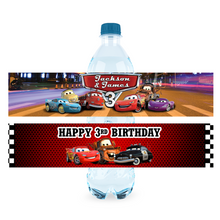 Afbeelding in Gallery-weergave laden, Gepersonaliseerde Cars waterfles labels en stickers