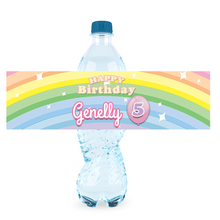 Afbeelding in Gallery-weergave laden, Gepersonaliseerde Regenboog Pastel waterfles labels en stickers