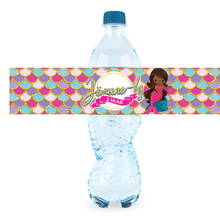 Afbeelding in Gallery-weergave laden, Gepersonaliseerde Zeemeermin Mermaid waterfles labels en stickers