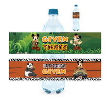 Afbeelding in Gallery-weergave laden, Gepersonaliseerde Mickey Safari waterfles labels en stickers