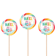 Afbeelding in Gallery-weergave laden, Gepersonaliseerde ronde regenboog lollies