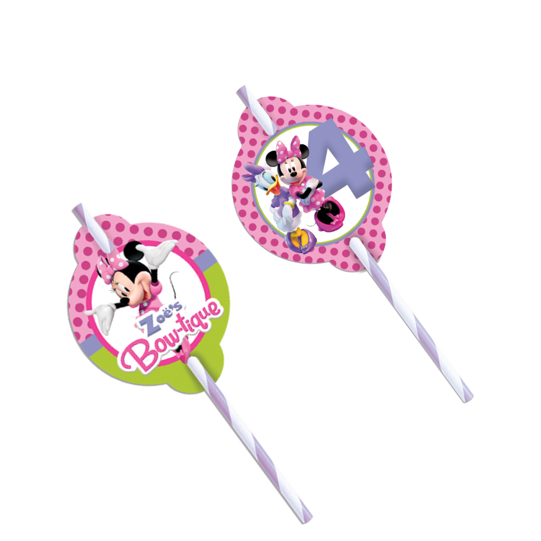 Gepersonaliseerde Minnie Mouse Bowtique rietjes