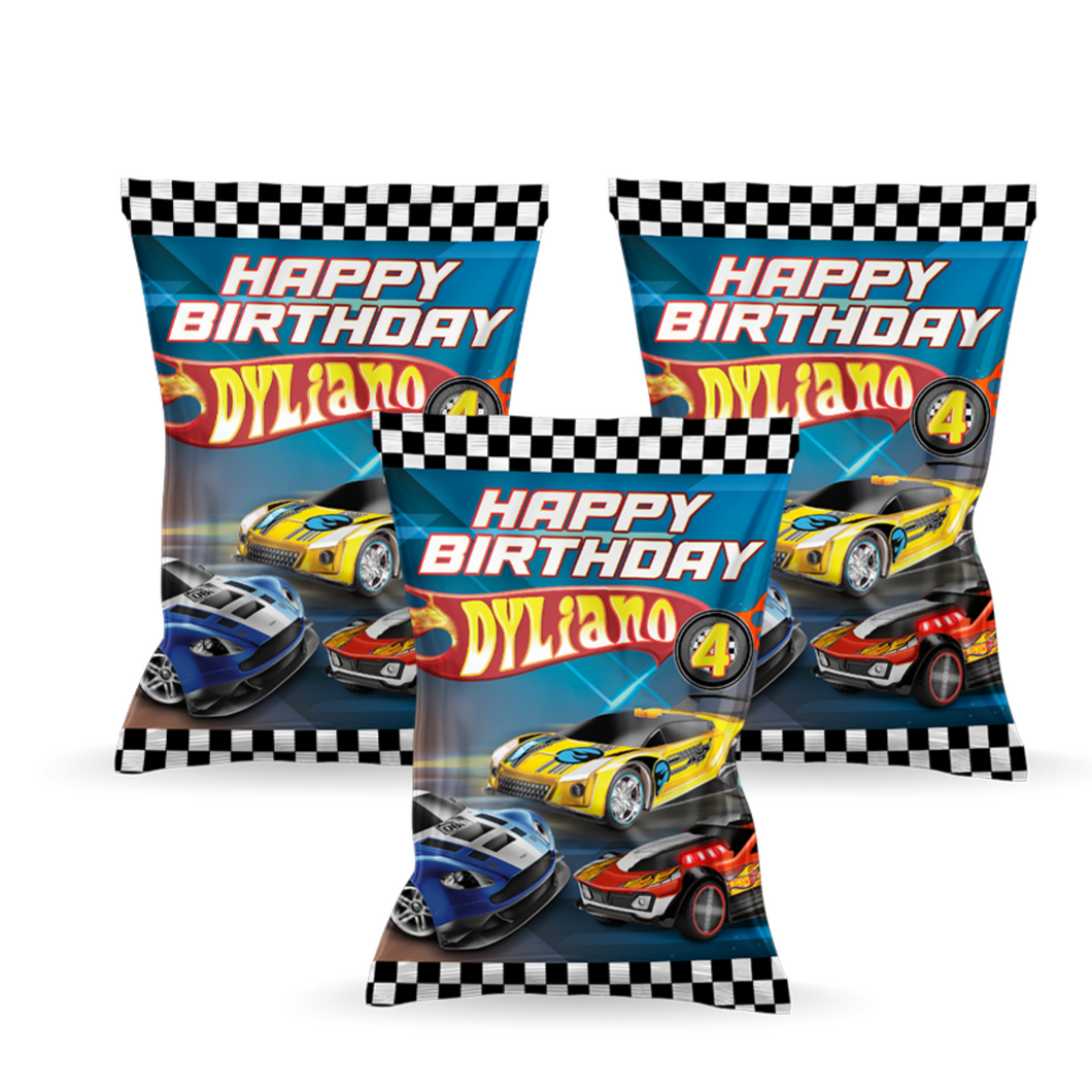 Gepersonaliseerde Hotwheels popcorn uitdeelzakjes