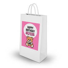 Afbeelding in Gallery-weergave laden, Gepersonaliseerde teddybeer roze traktatie uitdeel tasjes

