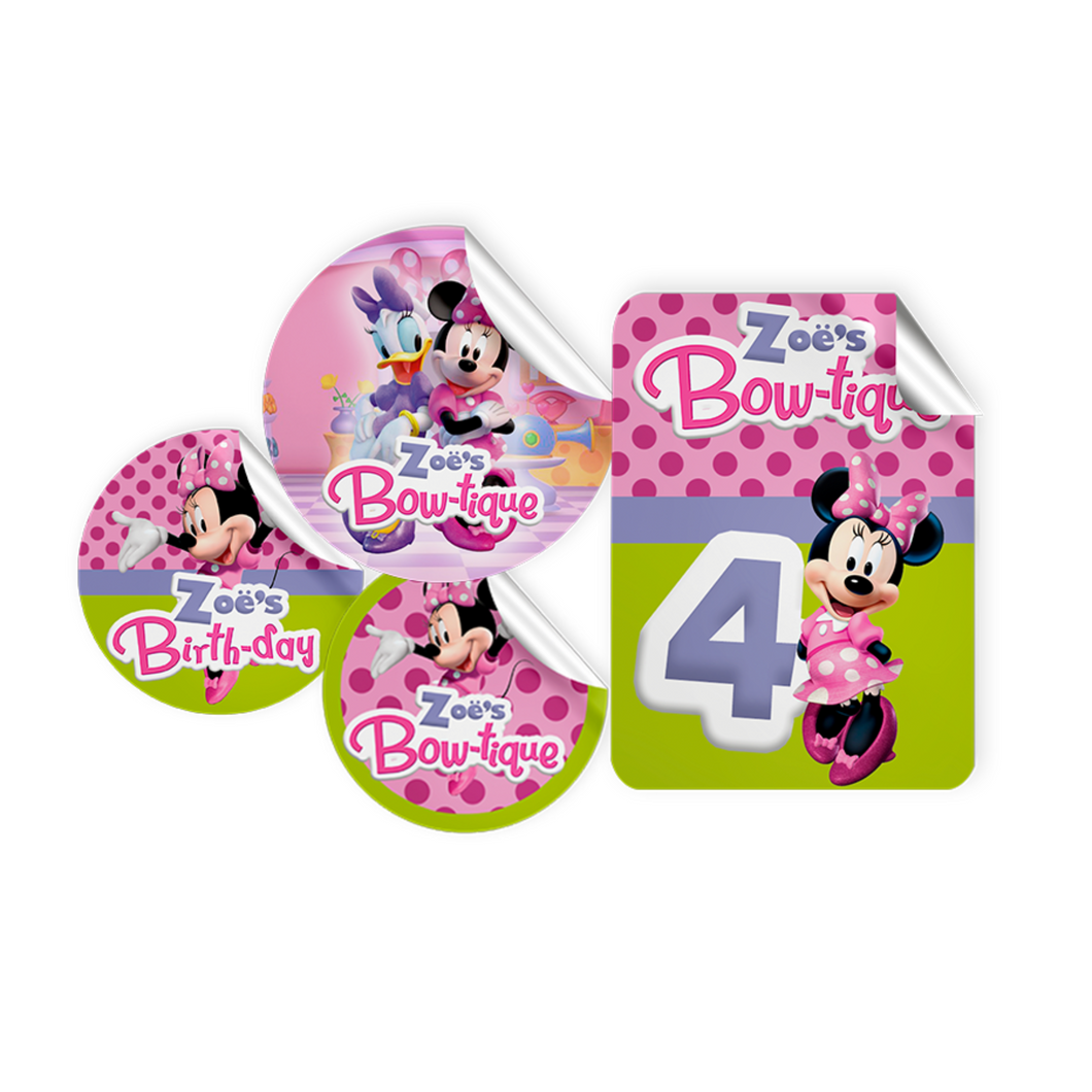 Gepersonaliseerde Minnie Mouse Bowtique Stickers