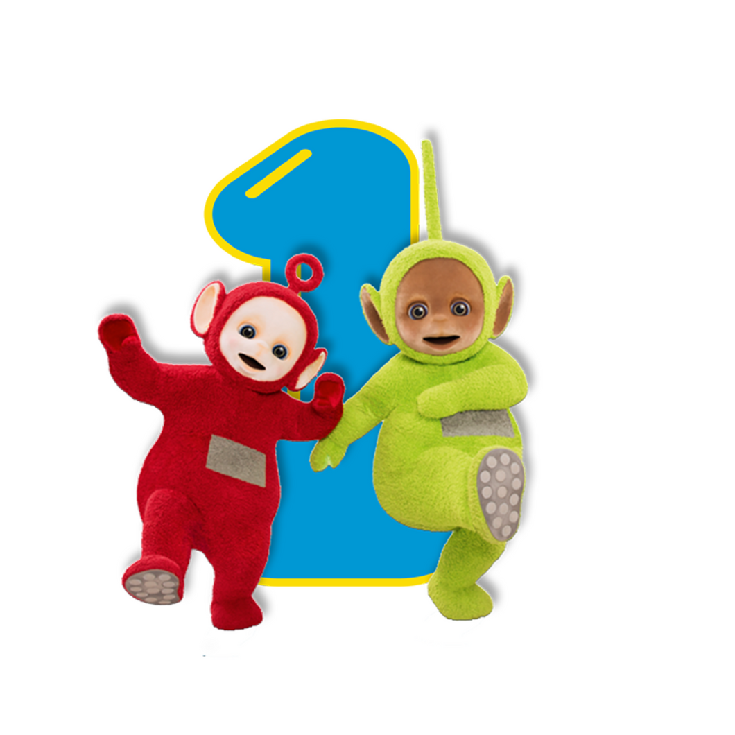 Gepersonaliseerde Teletubbies centerpiece (tafel decoratie)