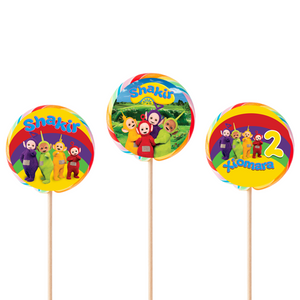 Gepersonaliseerde Teletubbies ronde regenboog lollies