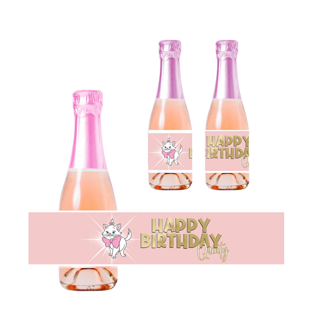 Gepersonaliseerde Marie Cat Kinder champagne / Bubbelsap labels