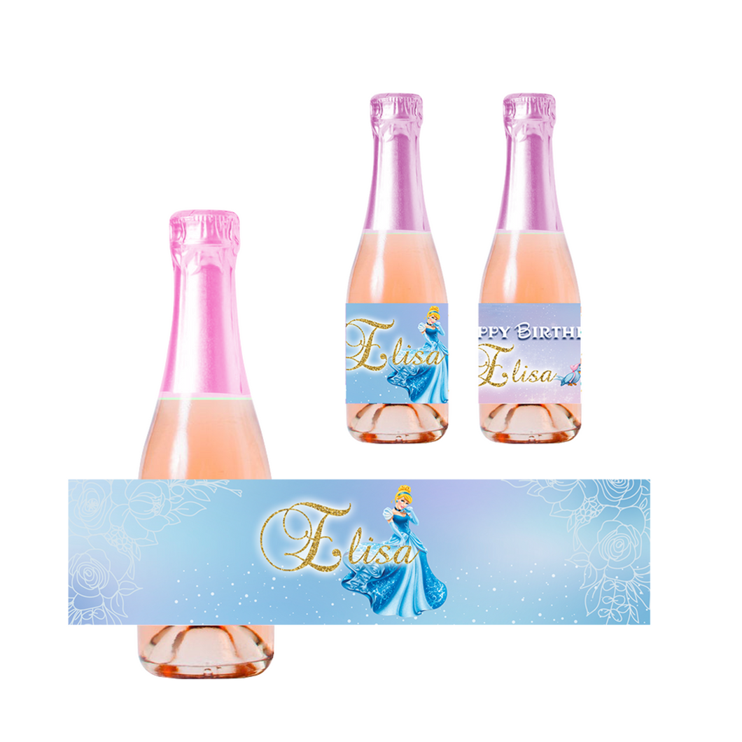 Gepersonaliseerde Assepoester Kinder champagne / Bubbelsap labels