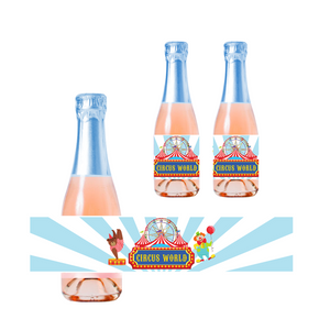 Gepersonaliseerde Circus Kinder champagne / Bubbelsap labels