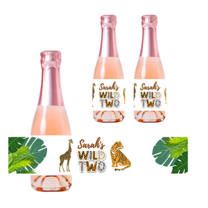 Gepersonaliseerde Safari Wild Kinder champagne / Bubbelsap labels