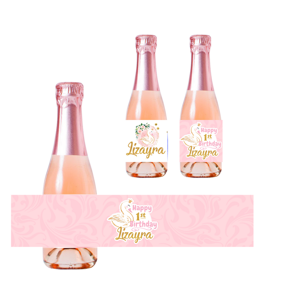 Gepersonaliseerde Zwaan Kinder champagne / Bubbelsap labels