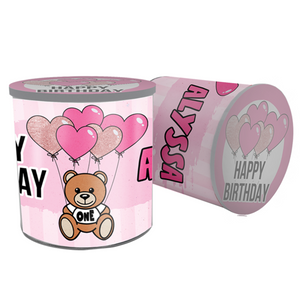 Gepersonaliseerde teddybeer roze Pringles