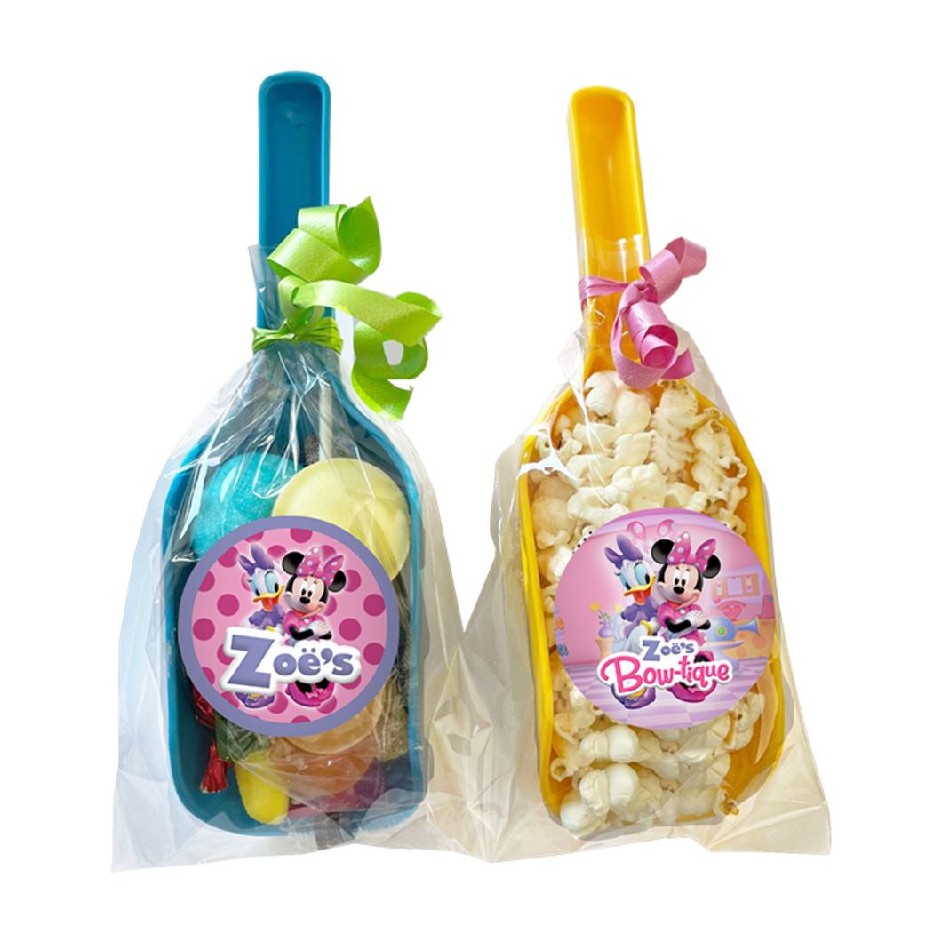 Gepersonaliseerde Minnie Mouse Bowtique snoep en popcorn schepjes