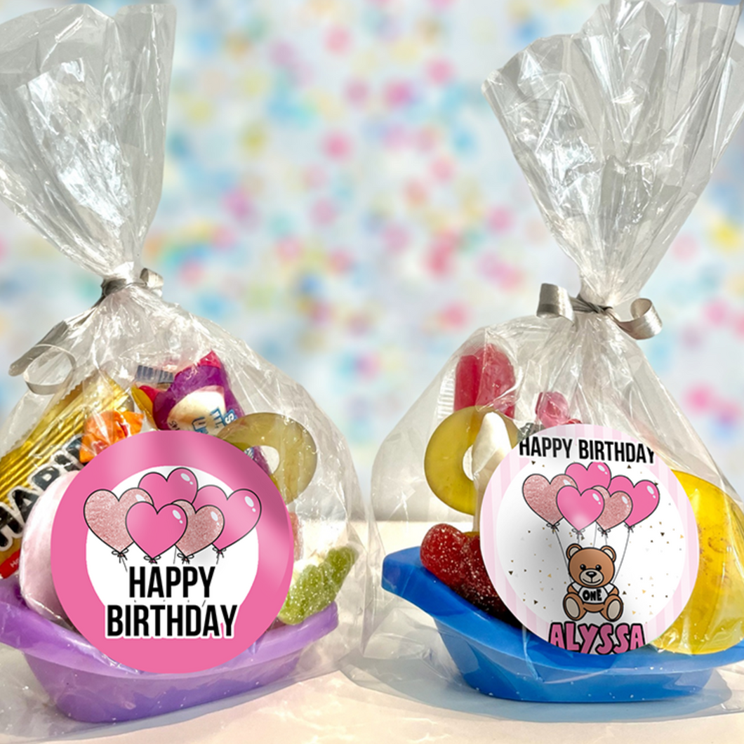 Gepersonaliseerde teddybeer roze traktatie snoep bootjes