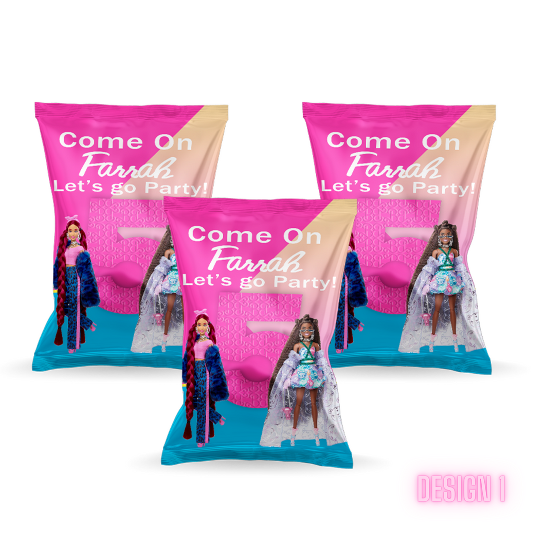 Gepersonaliseerde Barbie Modepop popcorn uitdeelzakjes