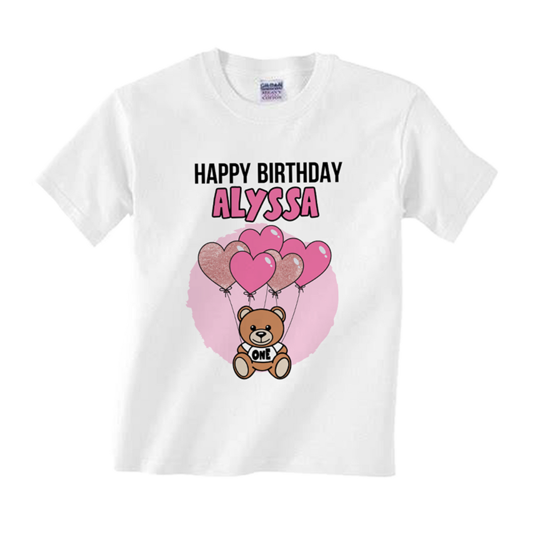 Gepersonaliseerde teddybeer roze T-shirts