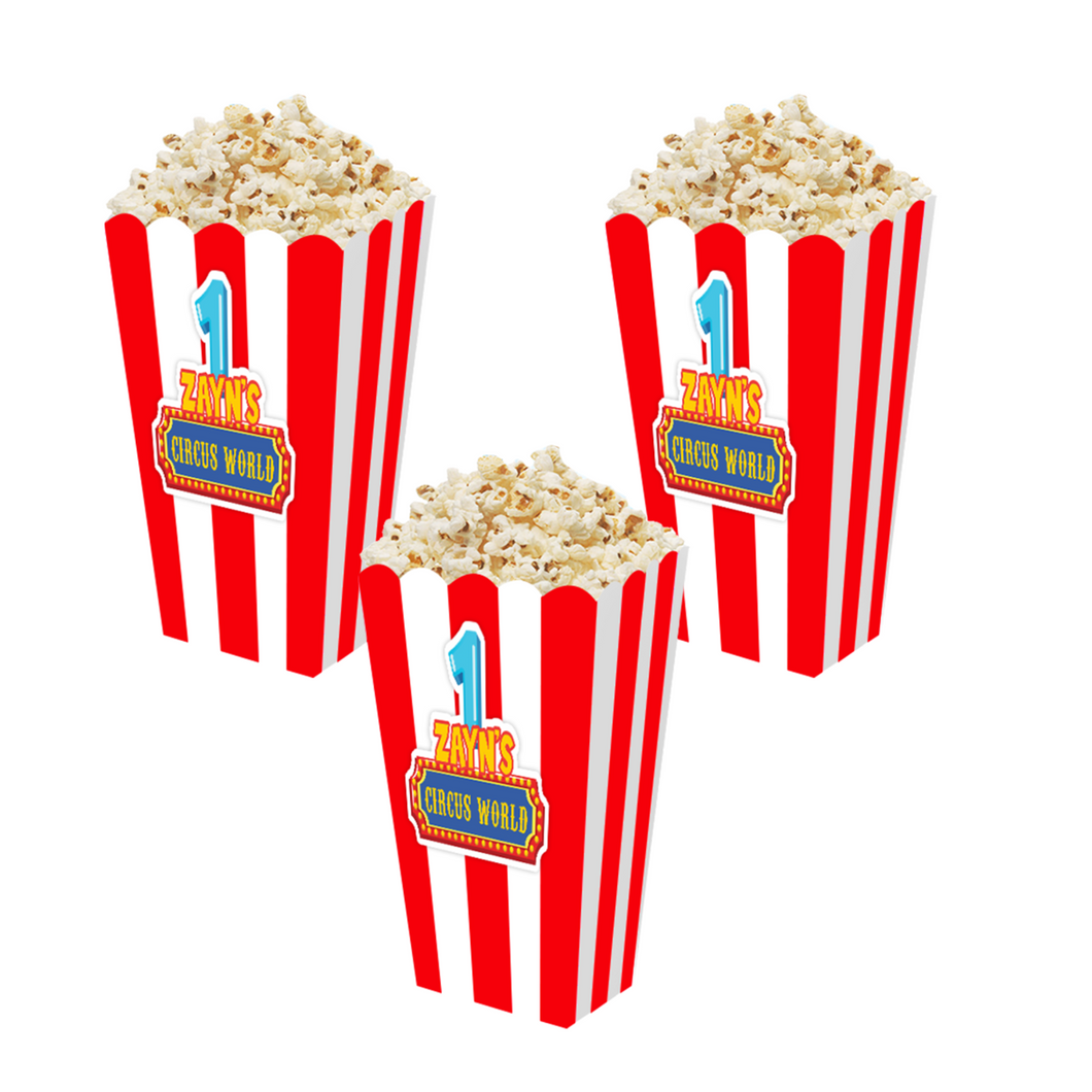 Gepersonaliseerde Circus 3D popcorn bakjes