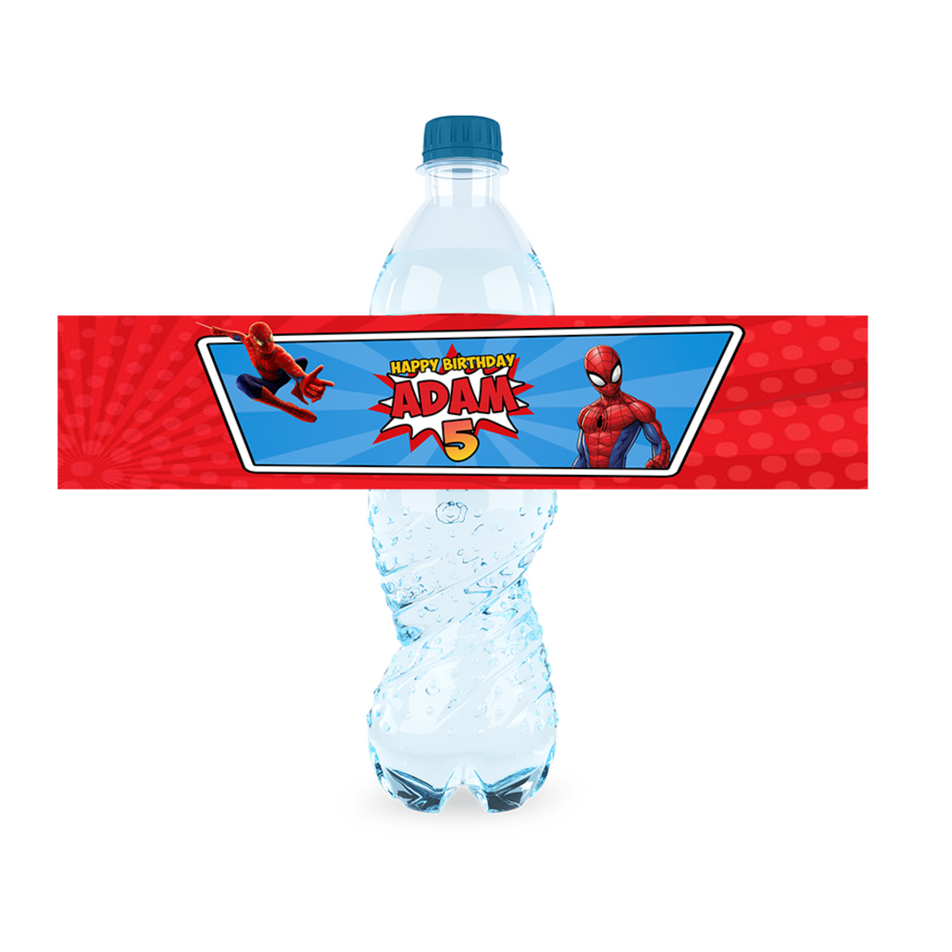 Gepersonaliseerde Spider-Man waterfles labels en stickers