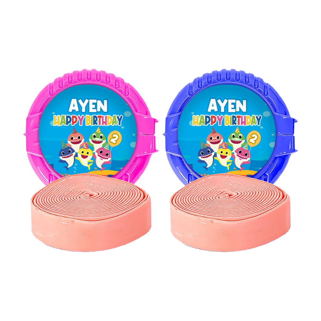 Gepersonaliseerde Baby Shark ronde kauwgom rollen