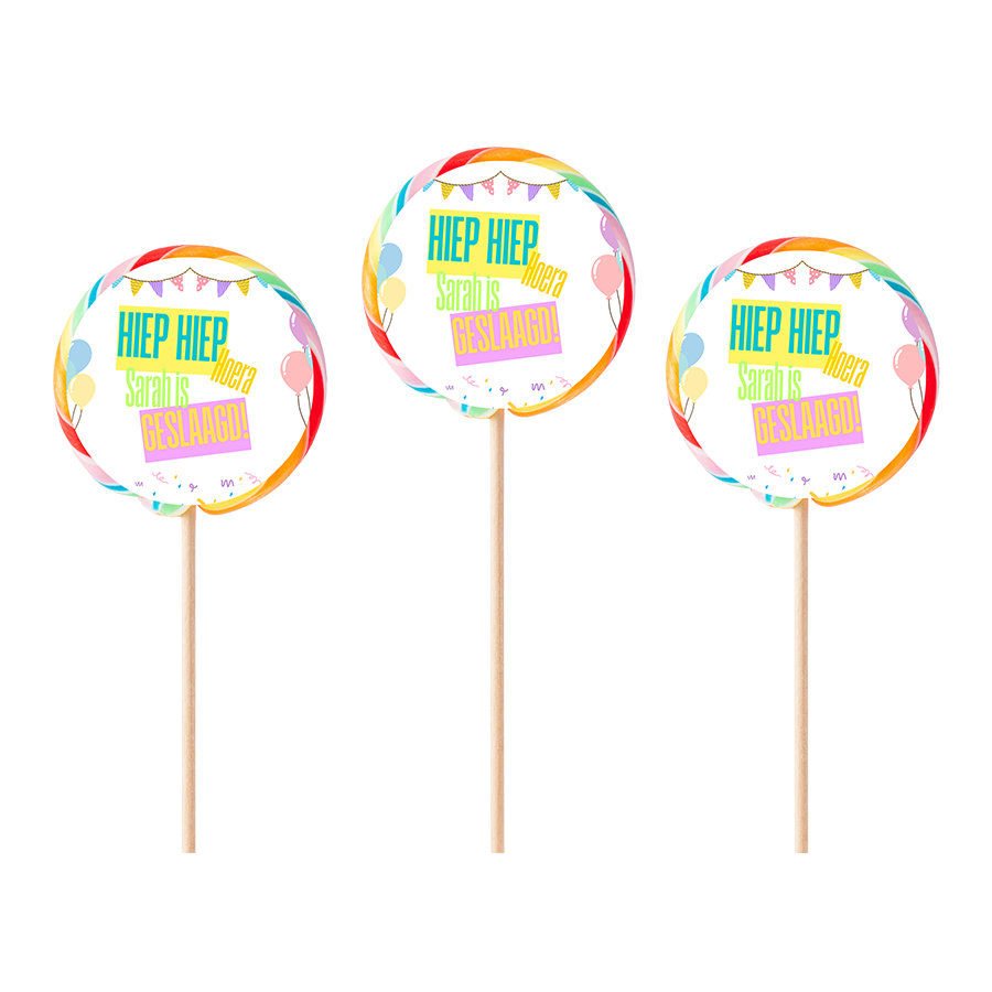 Gepersonaliseerde Neon Geslaagd ronde regenboog lollies